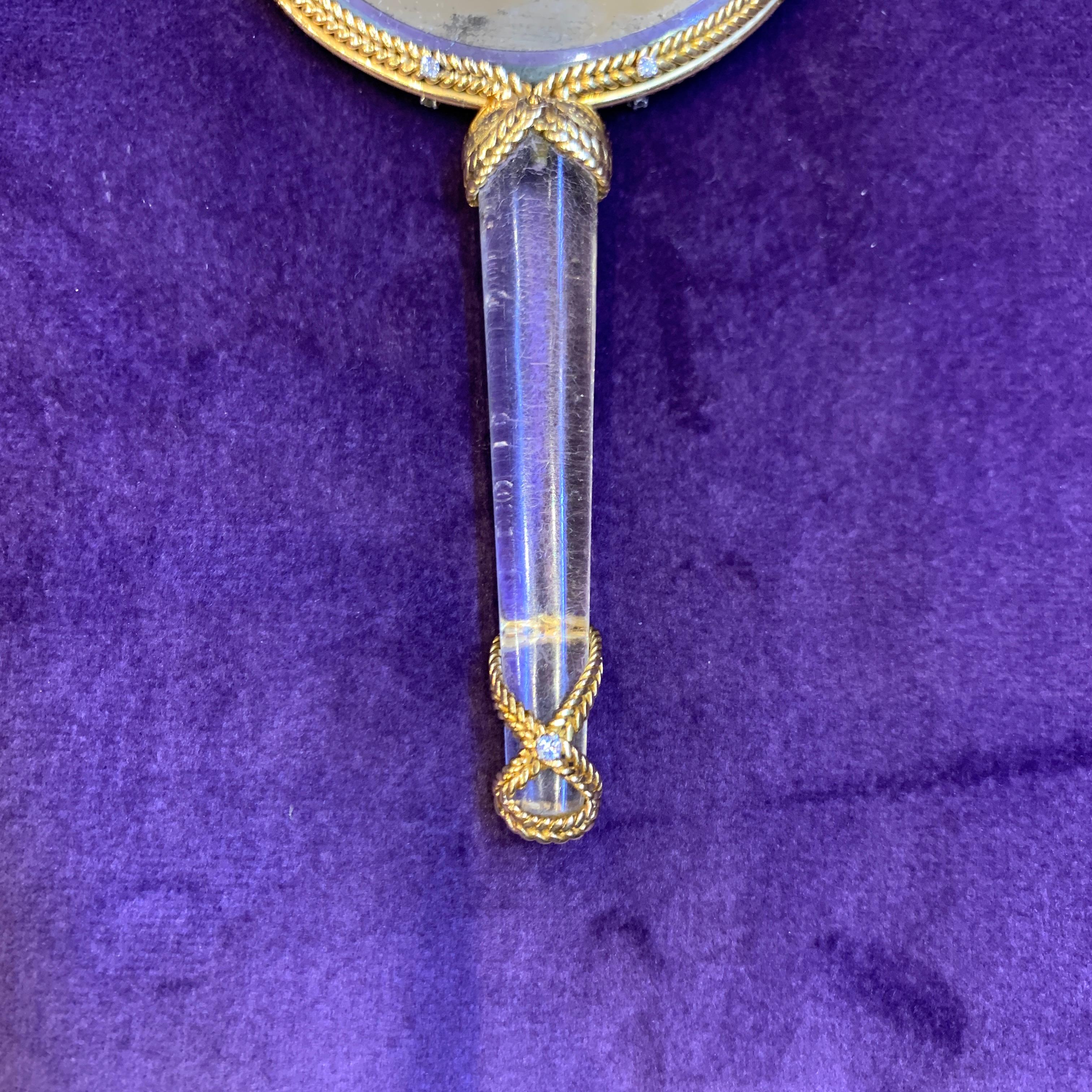 Sterle Gold Hand Mirror In Excellent Condition For Sale In New York, NY