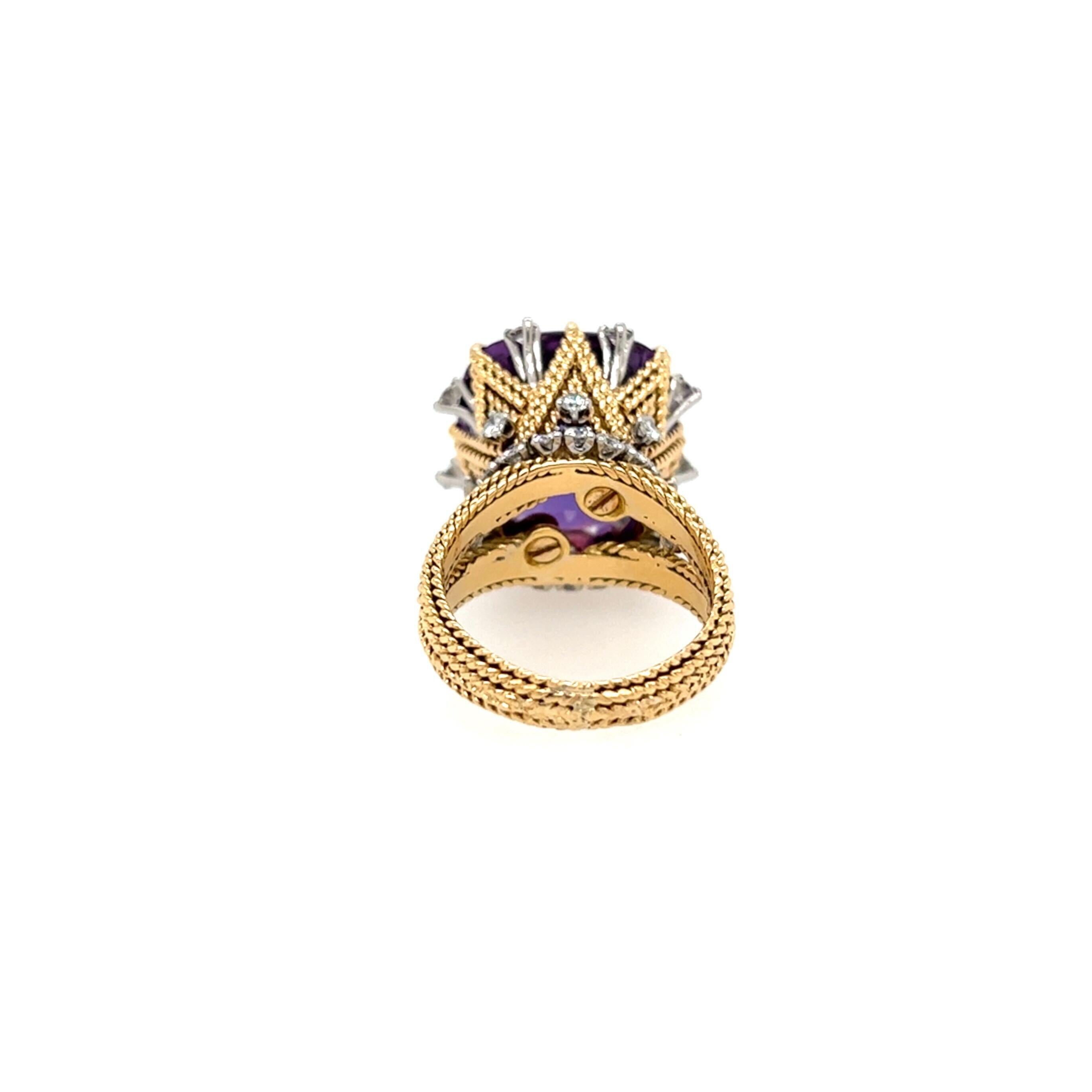 Sterle Gold, Platinum, Amethyst and Diamond Ring In Good Condition In New York, NY
