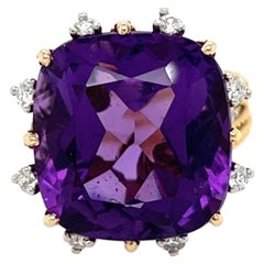 Ring aus Sterlingsilber, Platin, Amethyst und Diamant