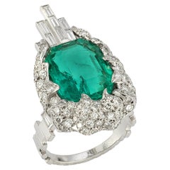 Sterle Natural No Oil Colombian Emerald & Diamond Ring