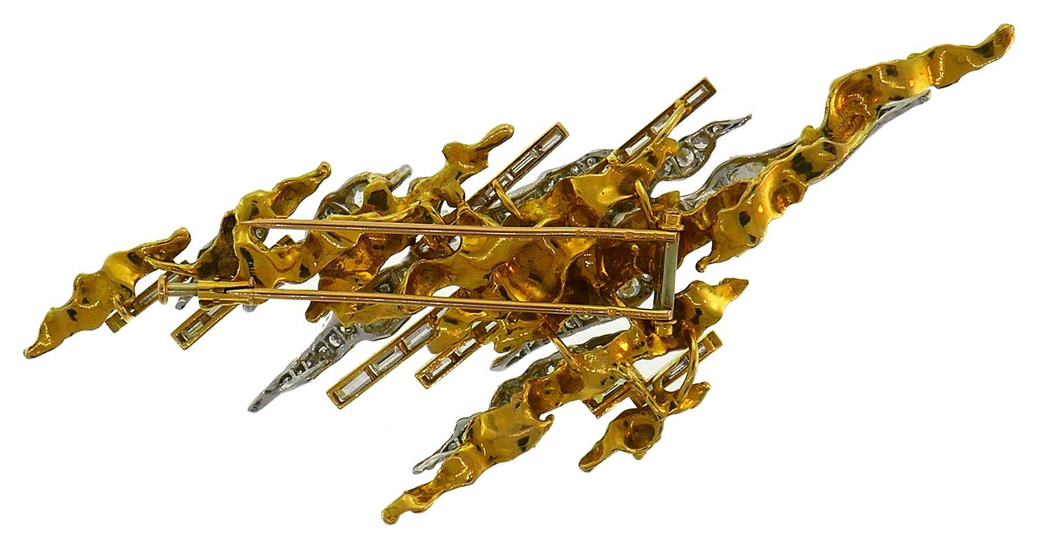Vintage Sterle Paris Diamond 18k Gold Earrings Clip Brooch Pin Set 1