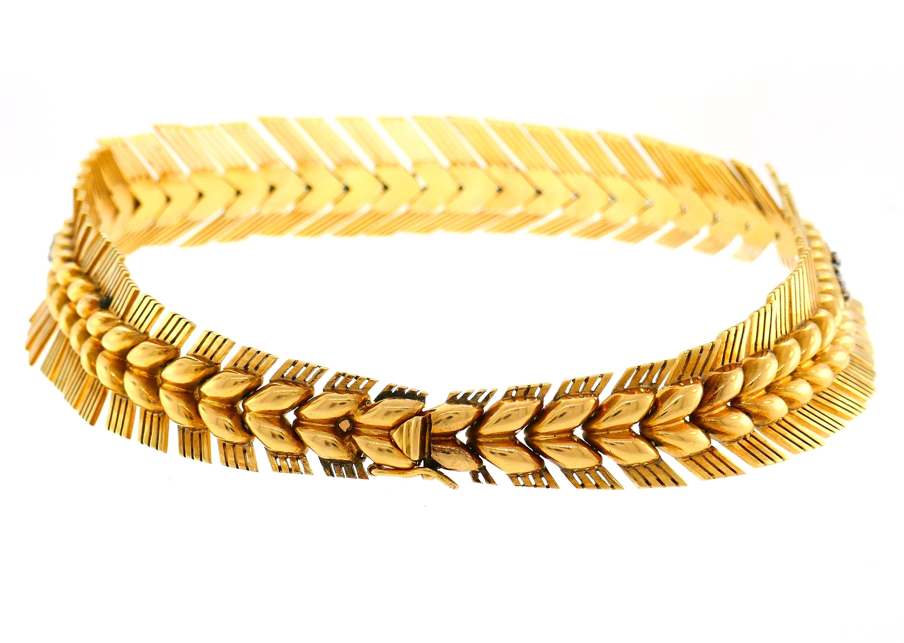 Women's Sterle Paris Diamond Yellow Gold Choker Necklace, 1940s