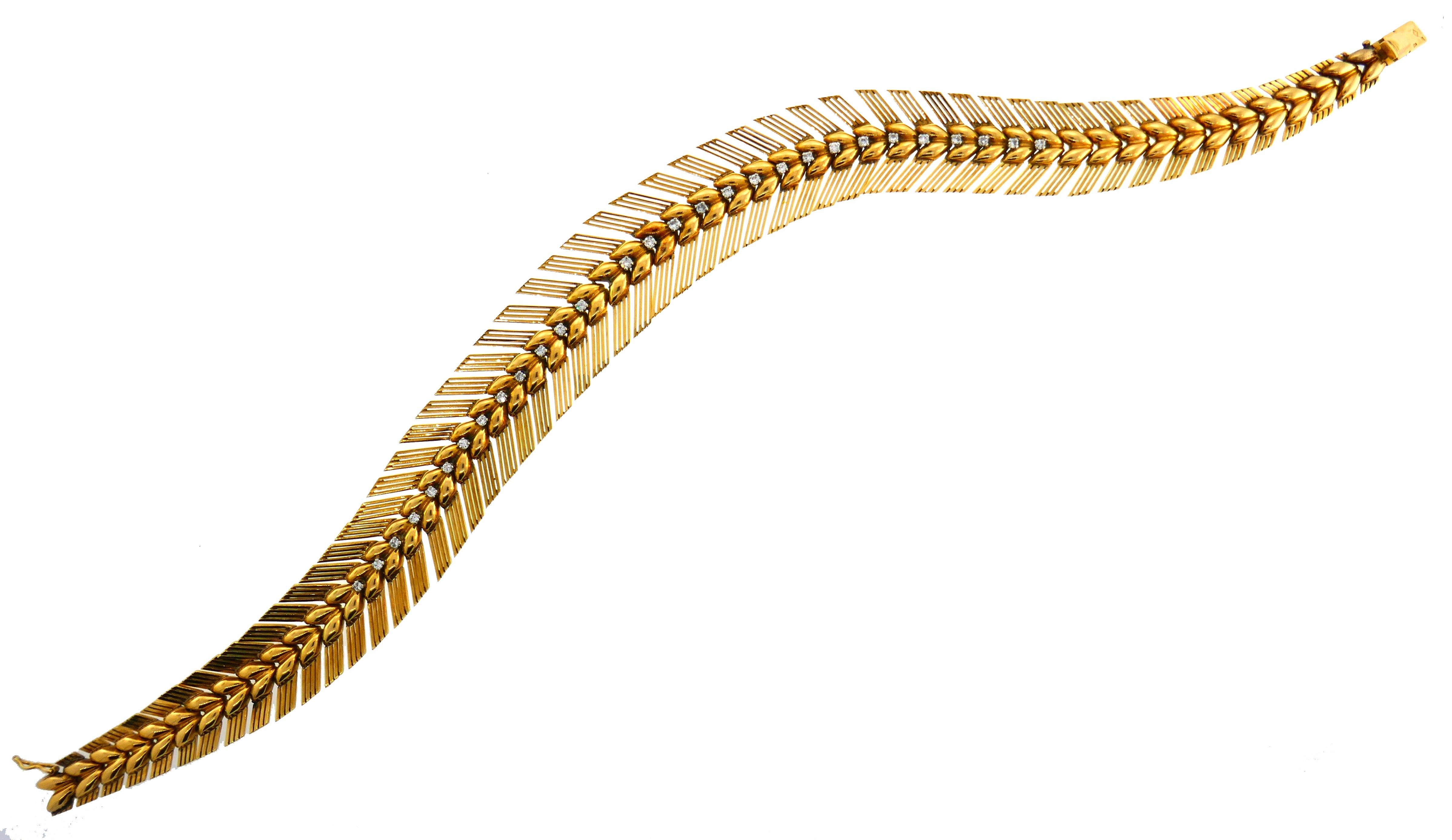 Sterle Paris Diamond Yellow Gold Choker Necklace, 1940s 1