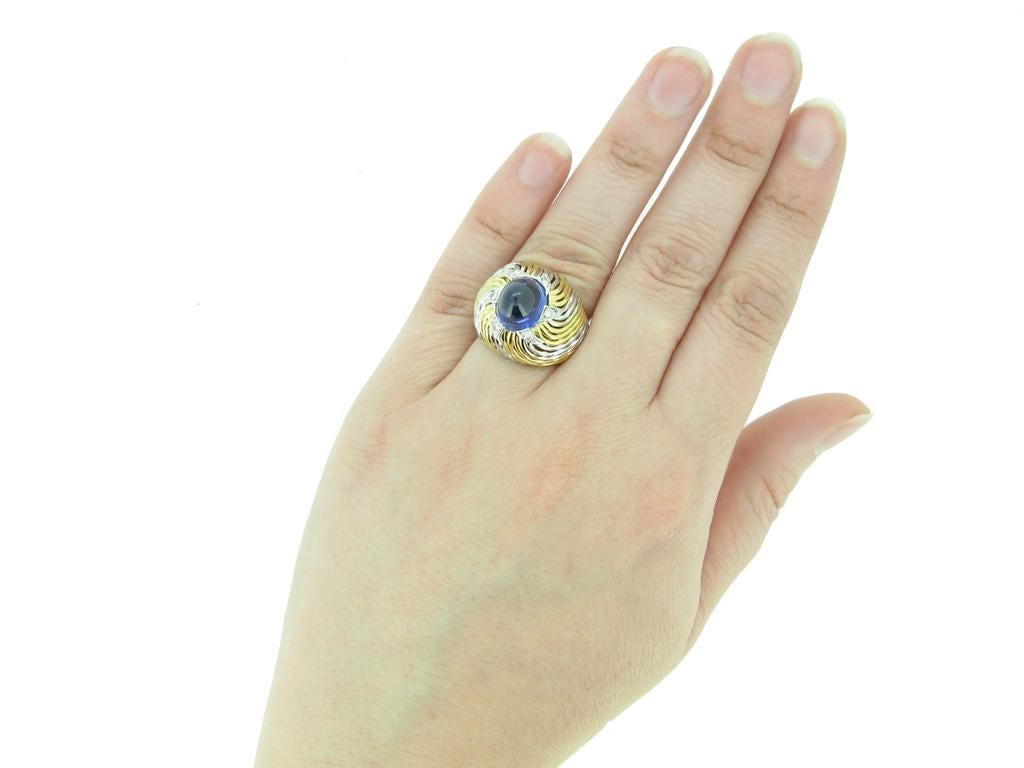 Sterle Paris Natural Unenhanced Cabochon Sapphire and Diamond Ring For Sale 2