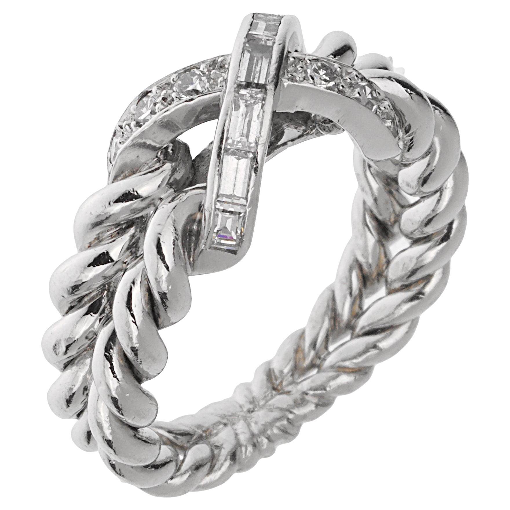 Sterle Paris Anillo de cóctel de diamantes en platino Sz 5 1/2