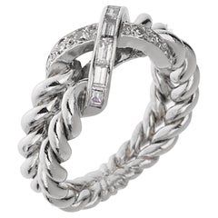 Sterle Paris Platinum Diamond Cocktail Band Ring Sz 5 1/2