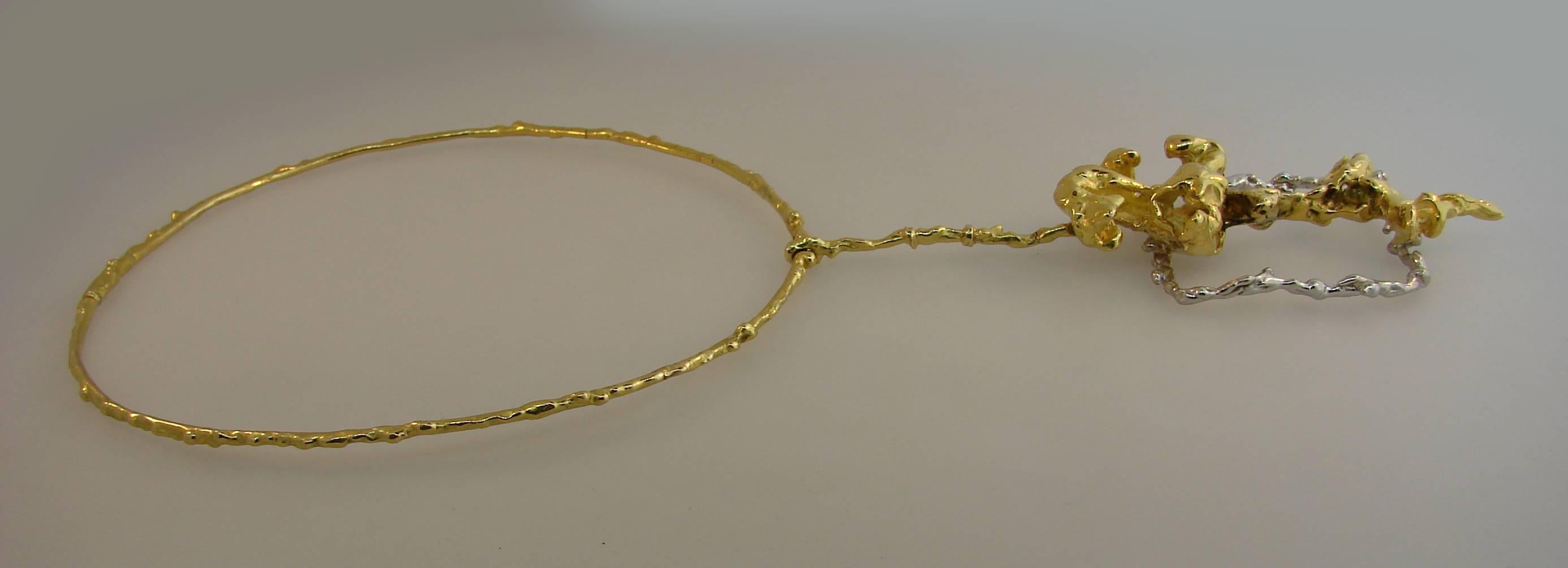 Sterle Paris Two-Tone Gold Pendant Necklace, 1950s For Sale 1