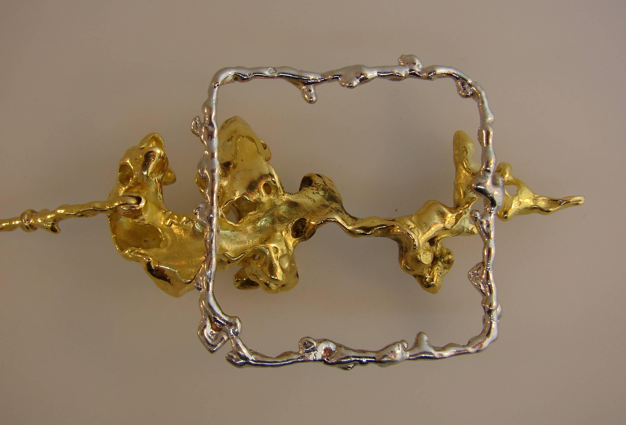 Sterle Paris Two-Tone Gold Pendant Necklace, 1950s For Sale 3