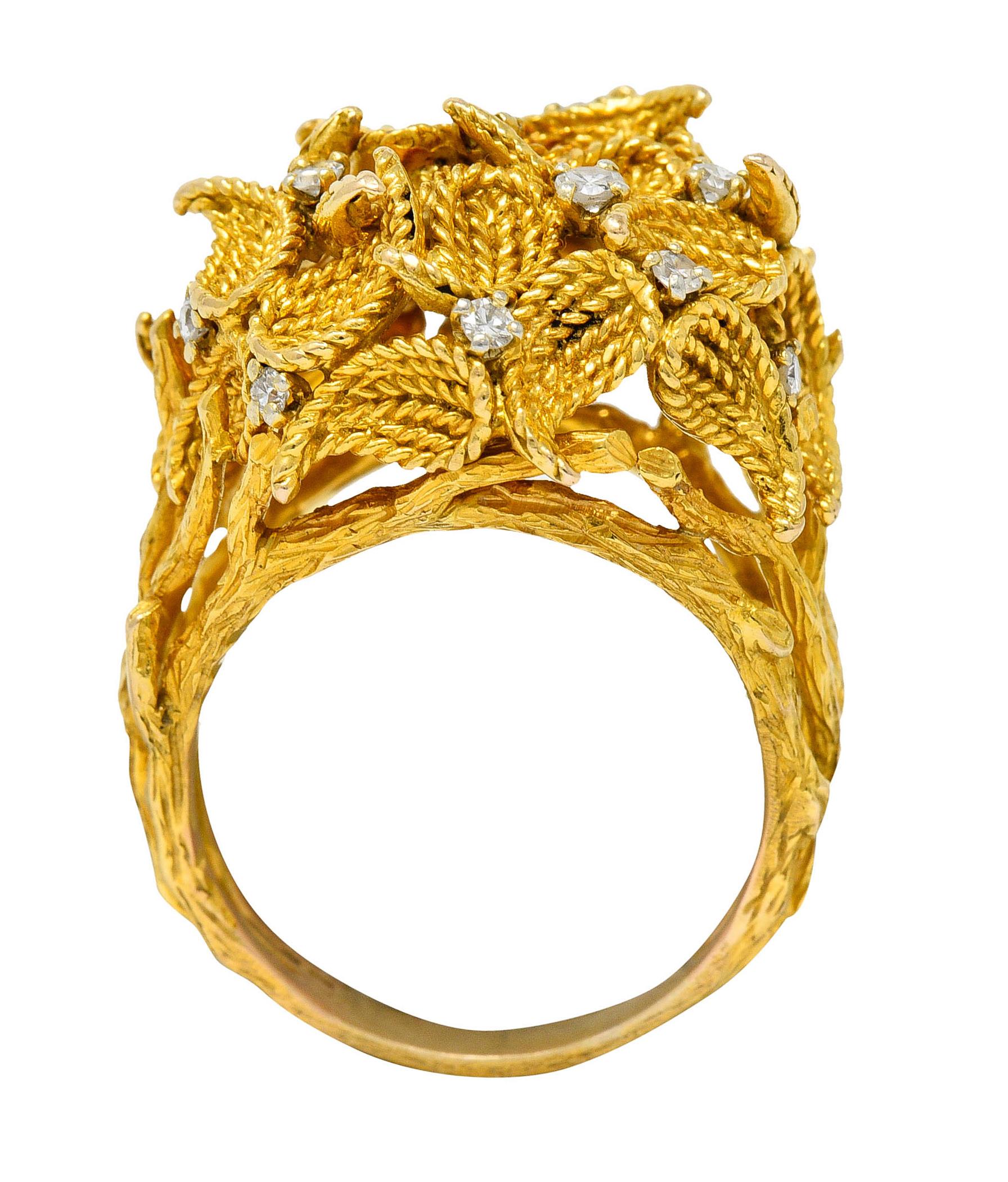 Sterle Paris Vintage Diamond Foliate Bouquet Statement Ring 4