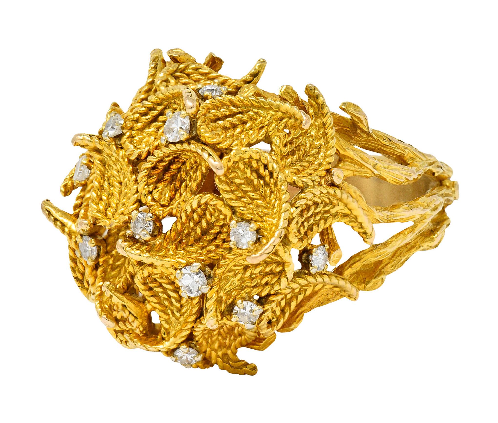 Sterle Paris Vintage Diamond Foliate Bouquet Statement Ring 1
