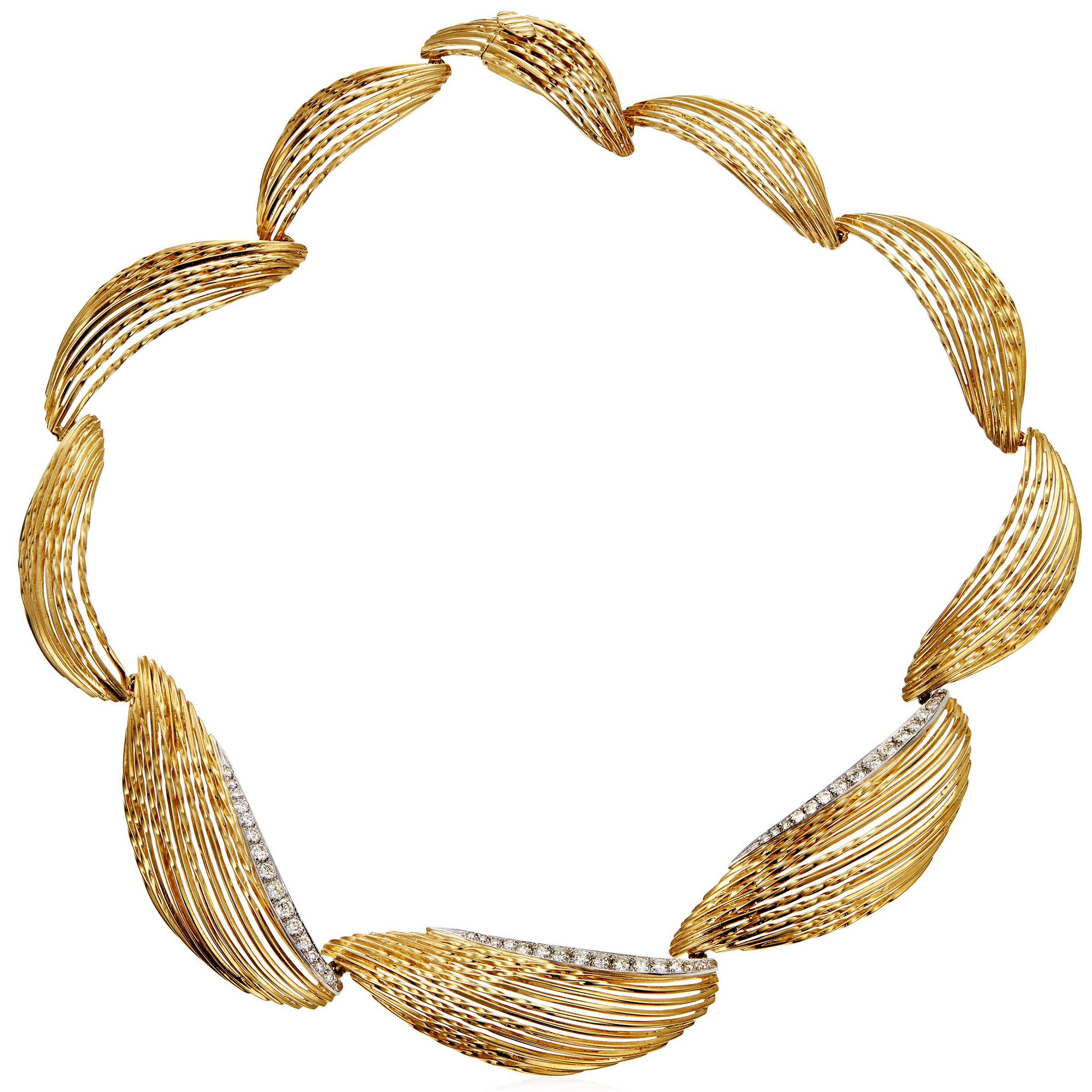 Round Cut Sterlé Paris Yellow Gold Diamond Necklace