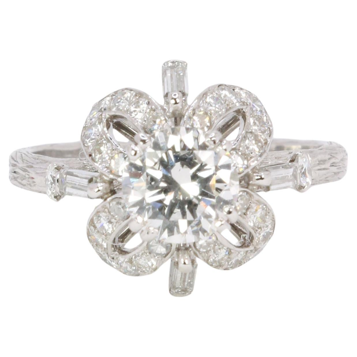 STERLE Anello solitario con diamante rotondo da 1,11 carati in platino in vendita