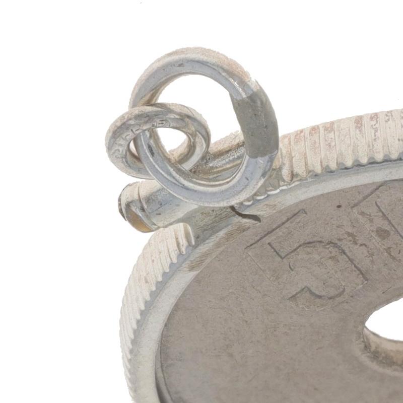 Sterling 1974 Authentic Japanese 50 Yen Coin Pendant 925 & Silver Toned Era 49 1