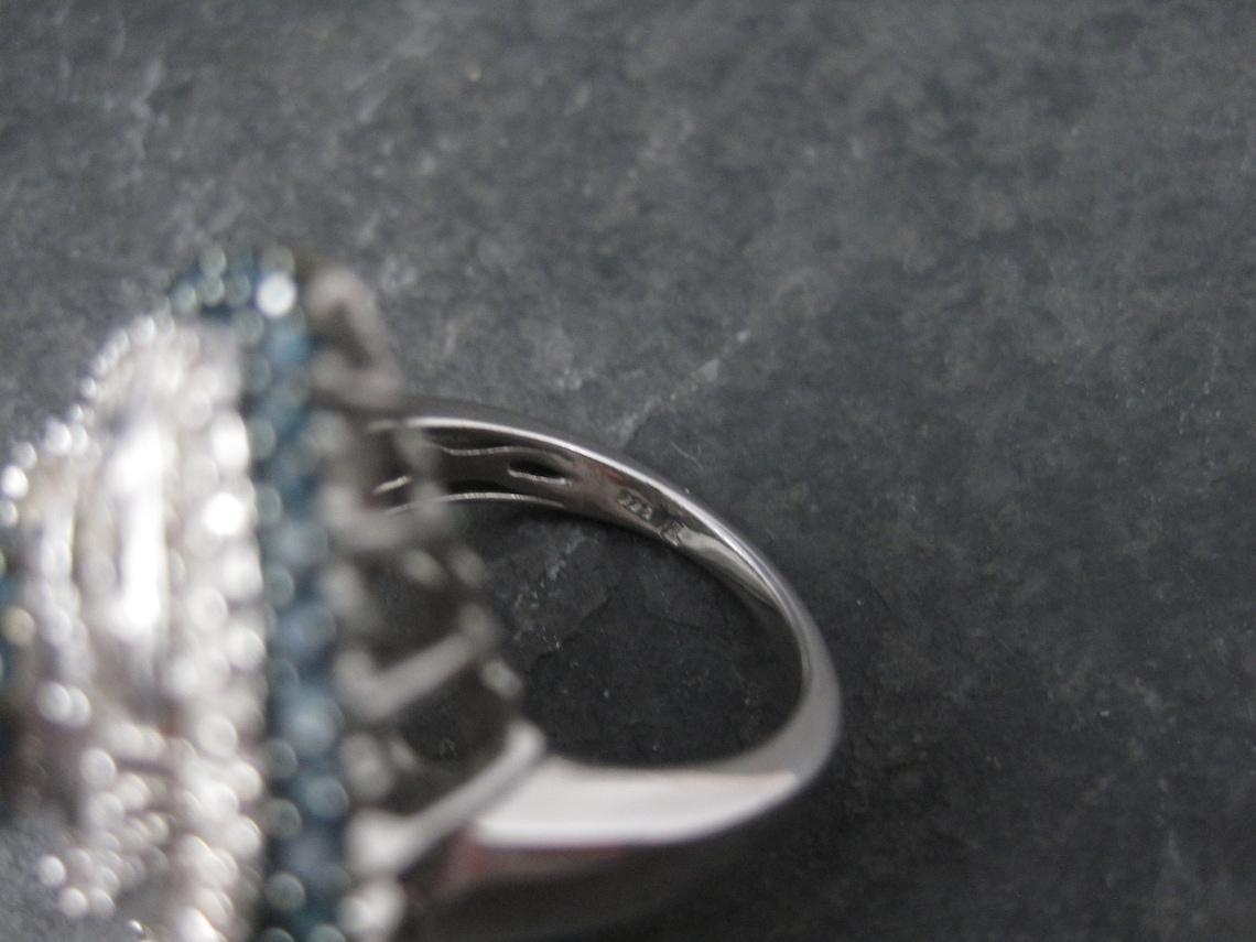 2 Karat Blauer und weißer Diamantring aus Sterlingsilber Größe 7 2