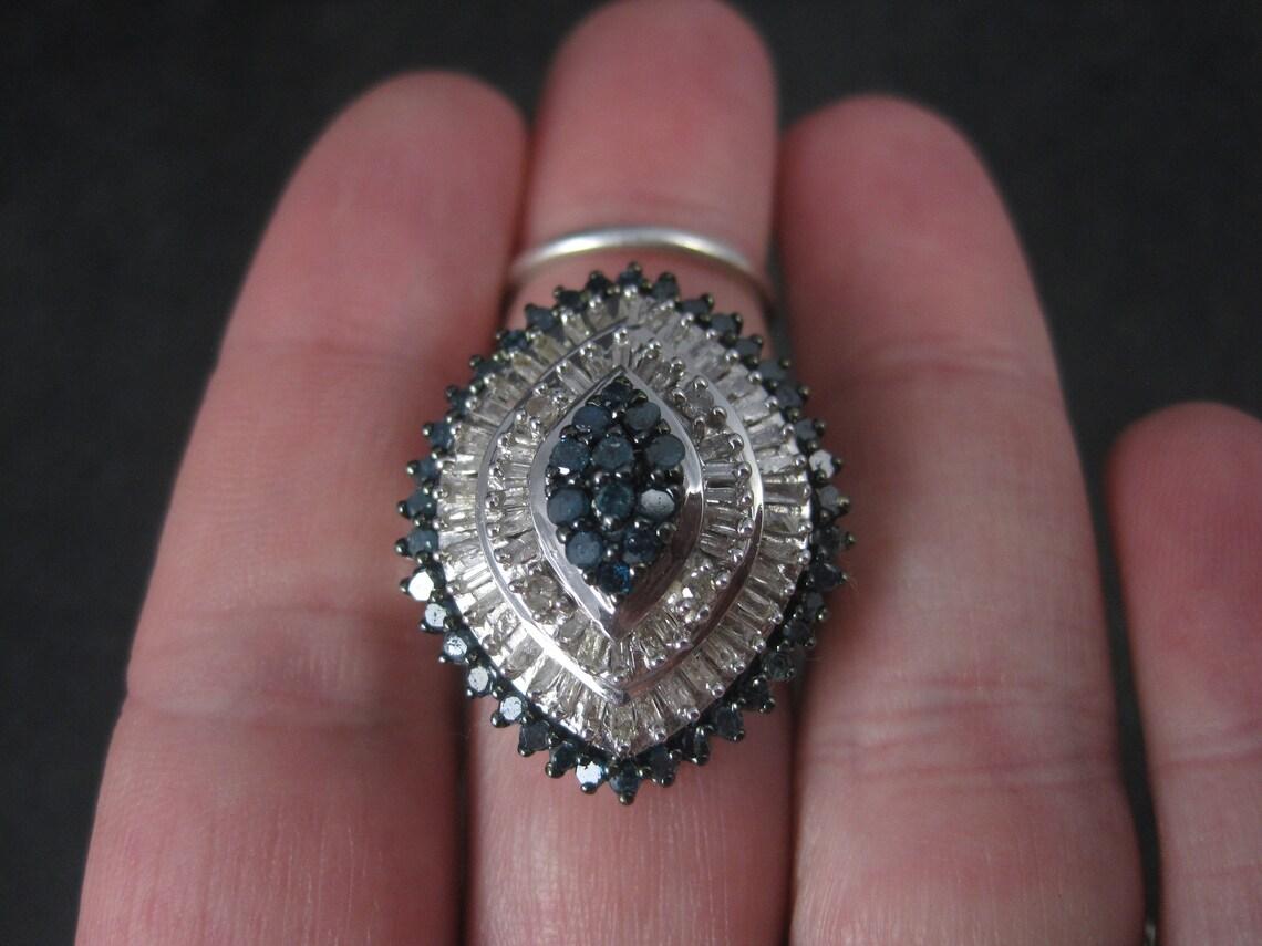 2 Karat Blauer und weißer Diamantring aus Sterlingsilber Größe 7 3