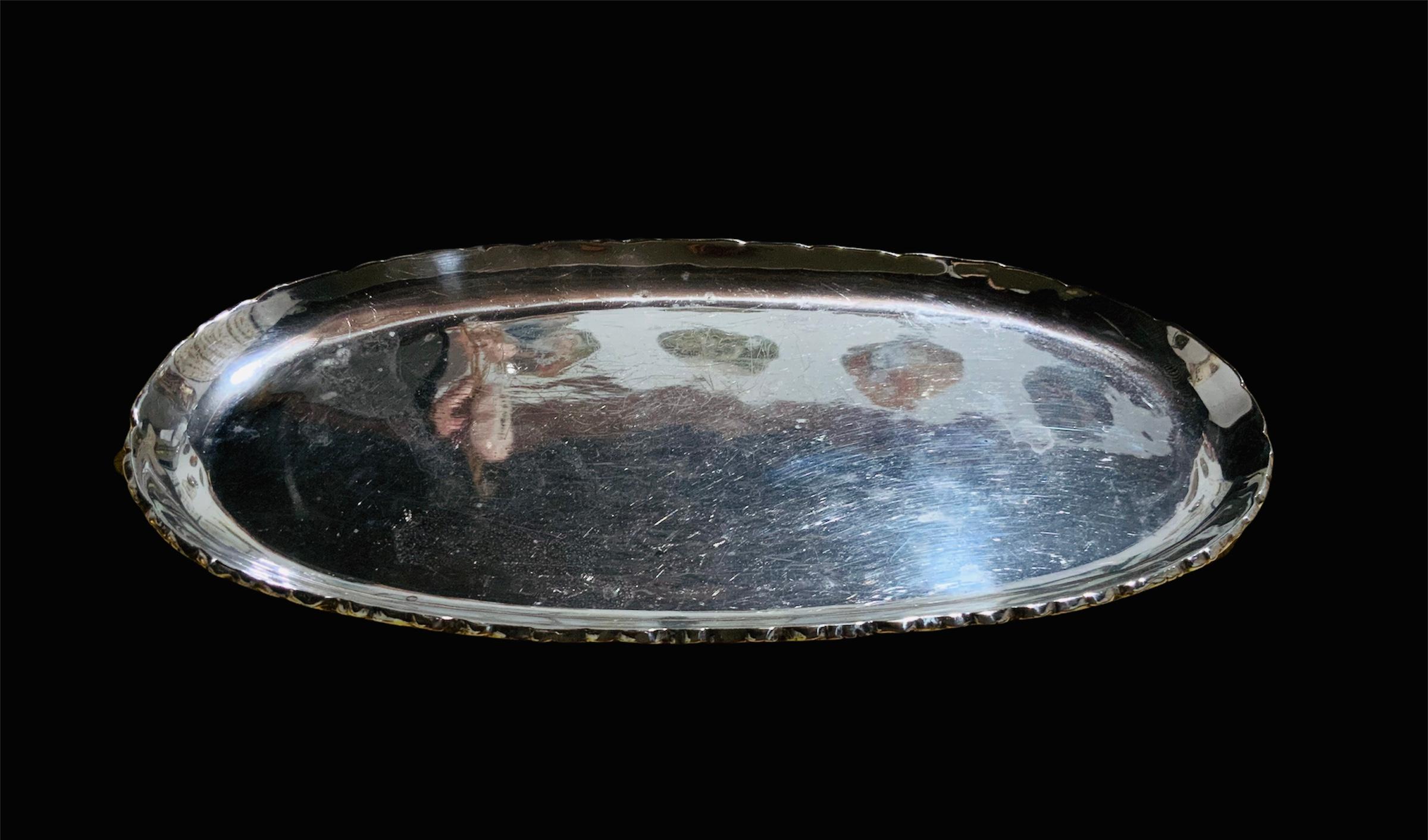 Ovales, langes Tablett aus Sterlingsilber 925 im Zustand „Gut“ in Guaynabo, PR