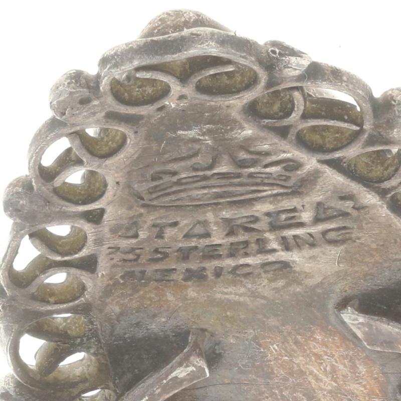 Sterling Abalone Cocktail Solitär Filigraner Spitzenring - 925 Mexiko Größe 6 1/4 2