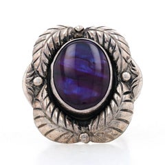 Sterling Abalone under Resin Southwestern Cocktail Solitaire Ring 925 Feathers