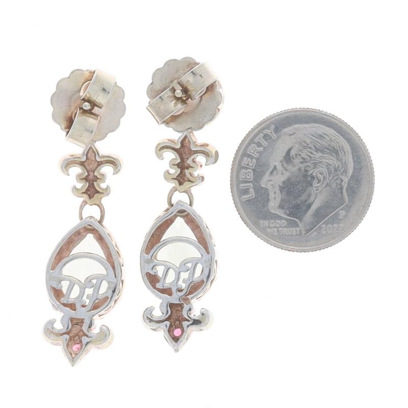 Sterling Amethyst Prasiolith Granat Fleur-de-Lis Ohrringe 925 Umwandelbare Ohrstecker-Dangle Damen