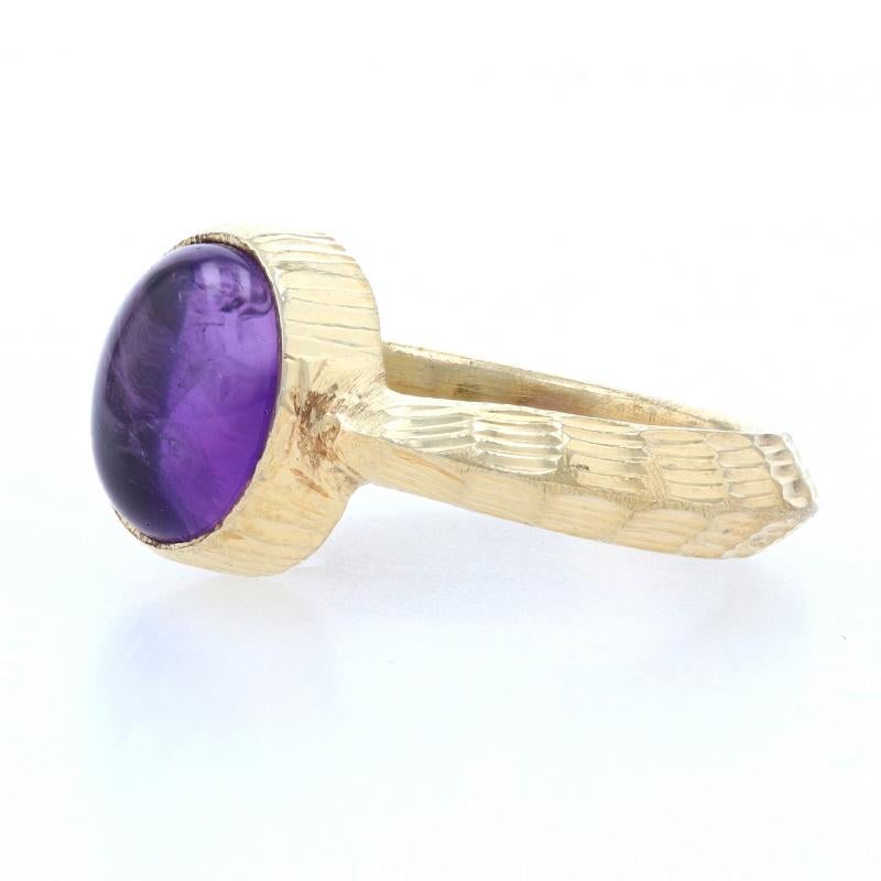 Sterling Amethyst Solitaire Ring - 925 Gold Plated Oval 1.75ct Knife-Edge Size 5 In Excellent Condition For Sale In Greensboro, NC