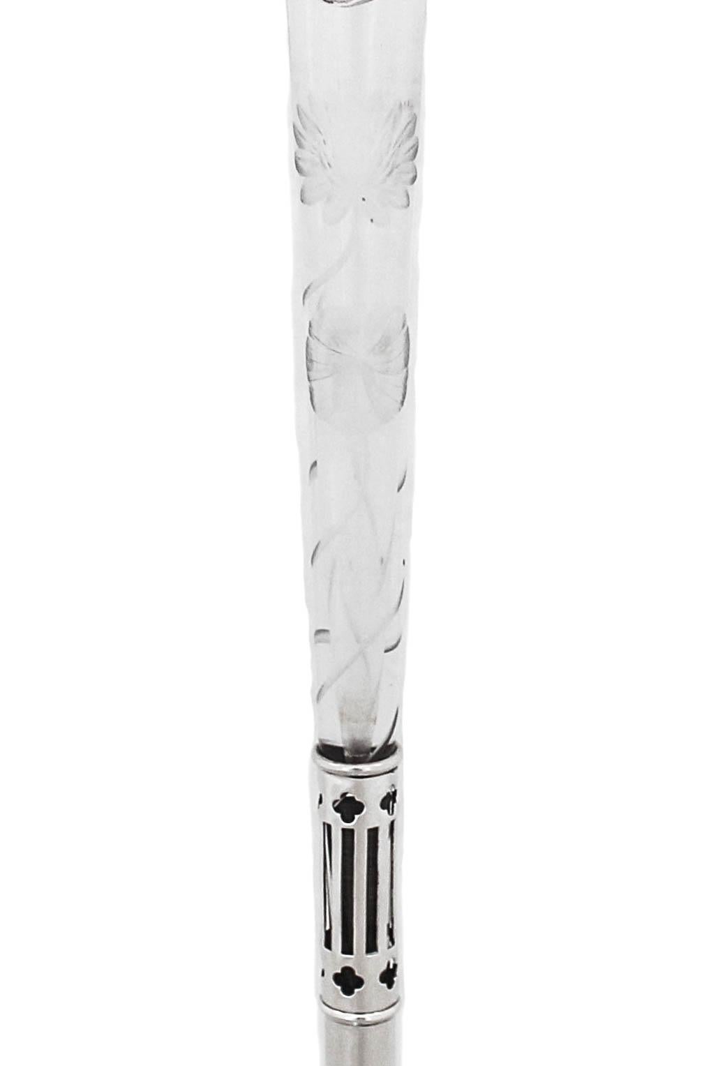 Early 20th Century Sterling and Crystal Bud Vase