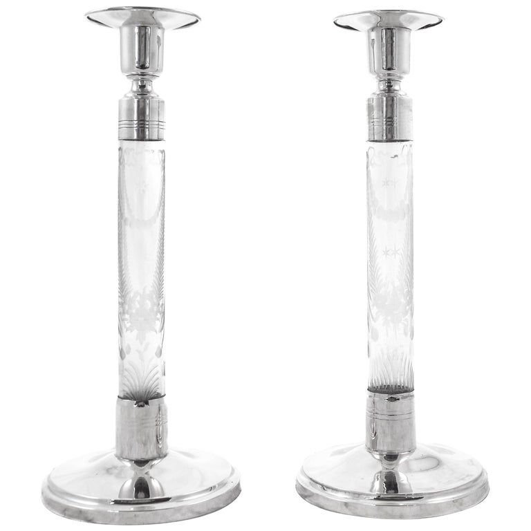 Sterling and Crystal Candlesticks at 1stDibs