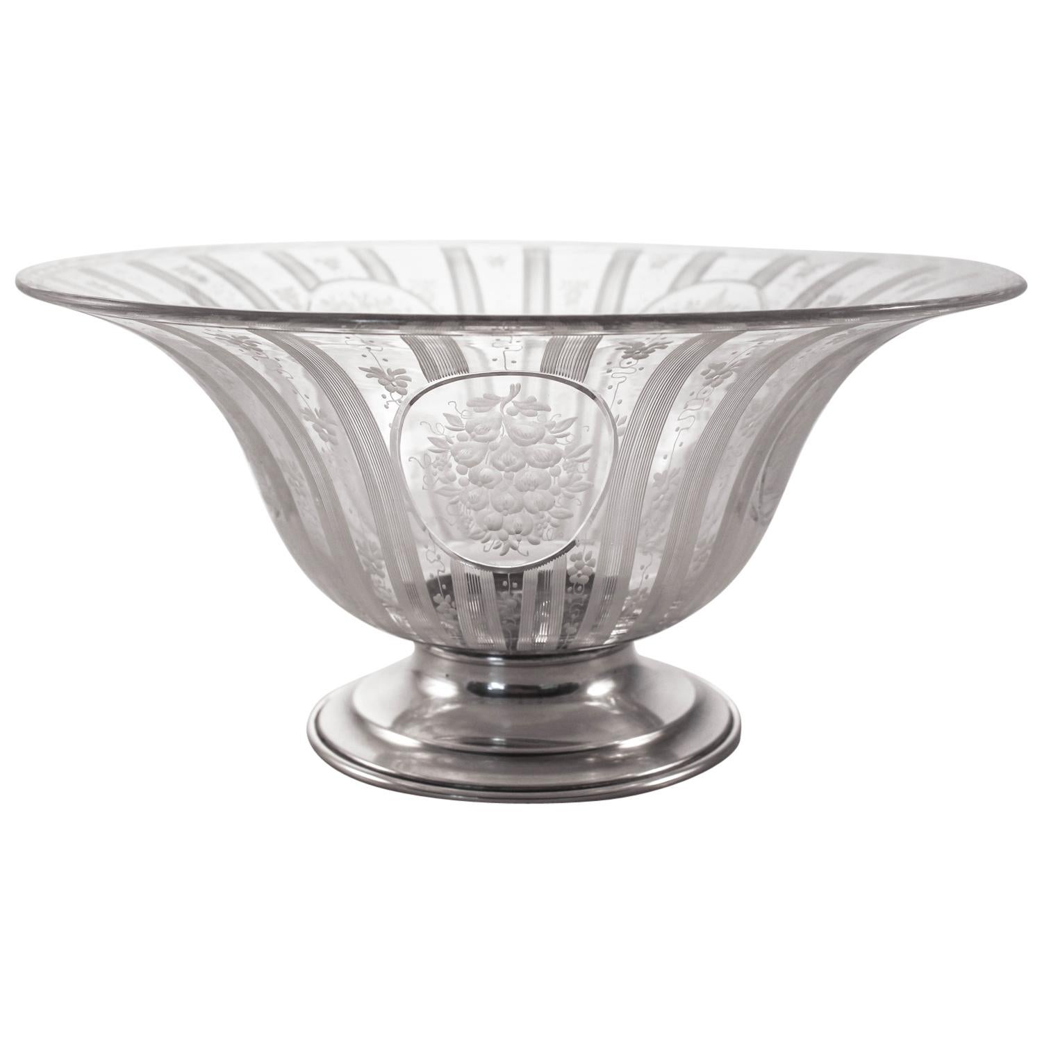 Cofrac Art Verrier French Crystal Centerpiece Bowl For Sale at 1stDibs