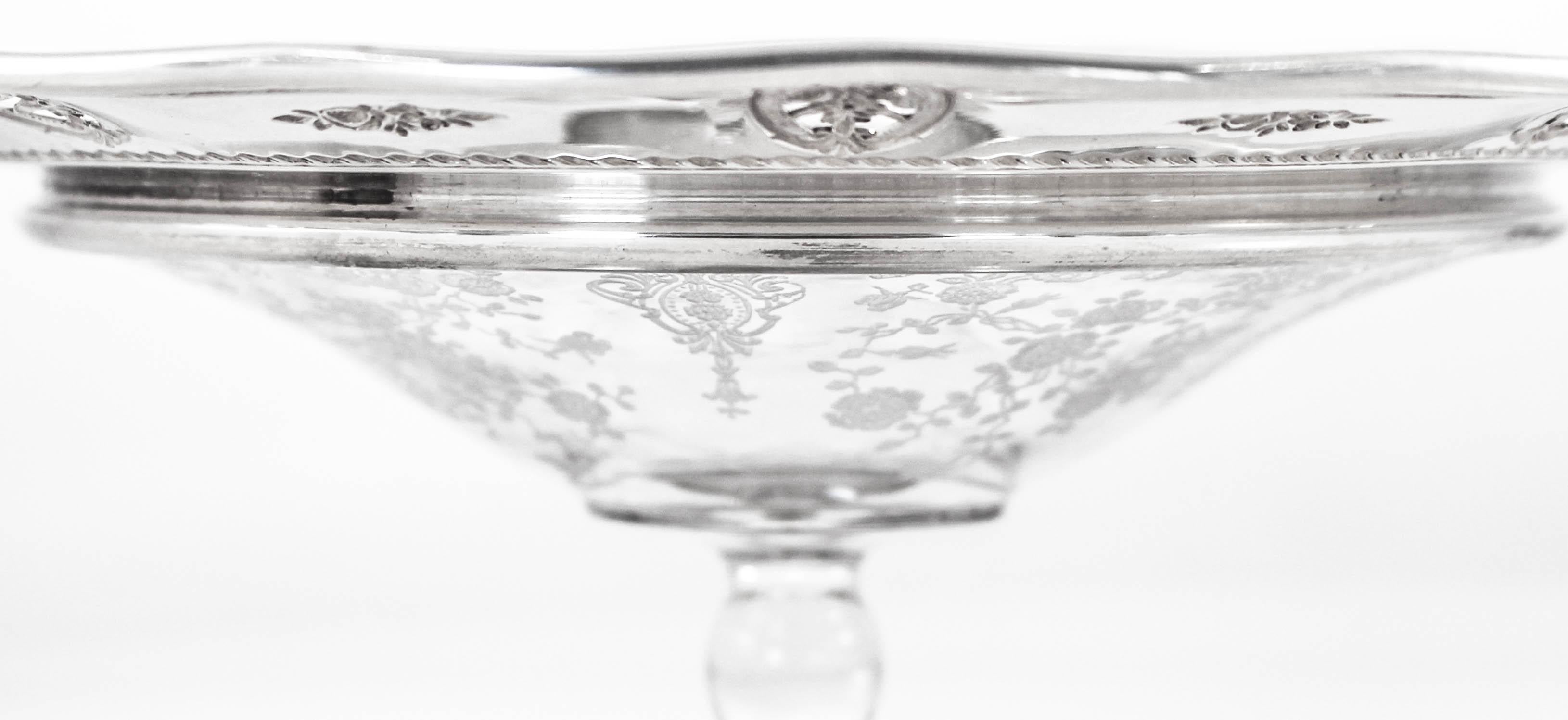 Mid-20th Century Sterling and Crystal Compote