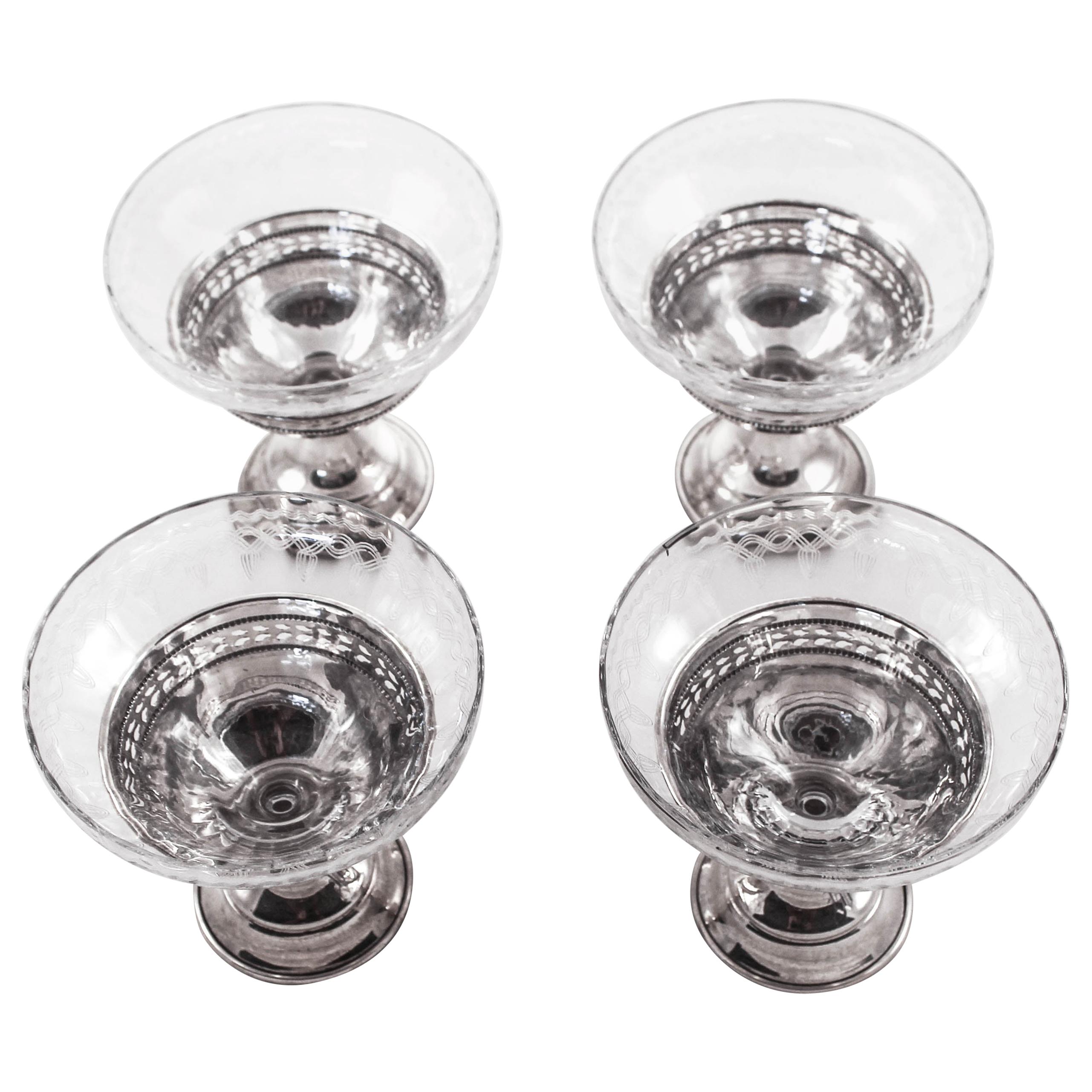 Sterling and Crystal Dessert Cups