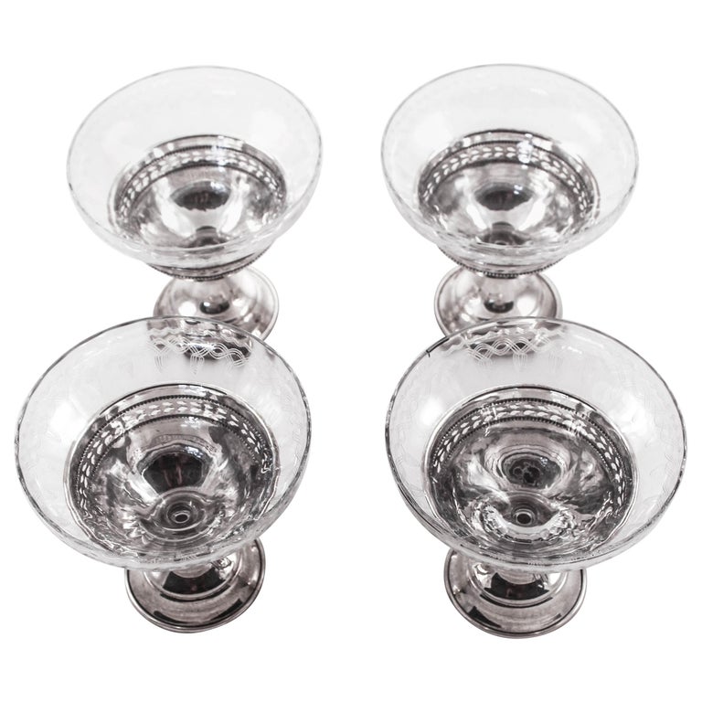 Sterling and Crystal Dessert Cups For Sale at 1stDibs