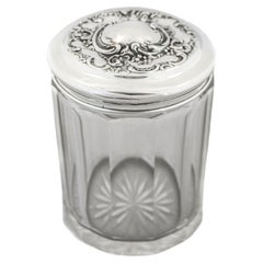 Antique Sterling and Crystal Vanity Jar