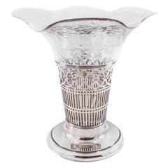 Antique Sterling and Crystal Vase