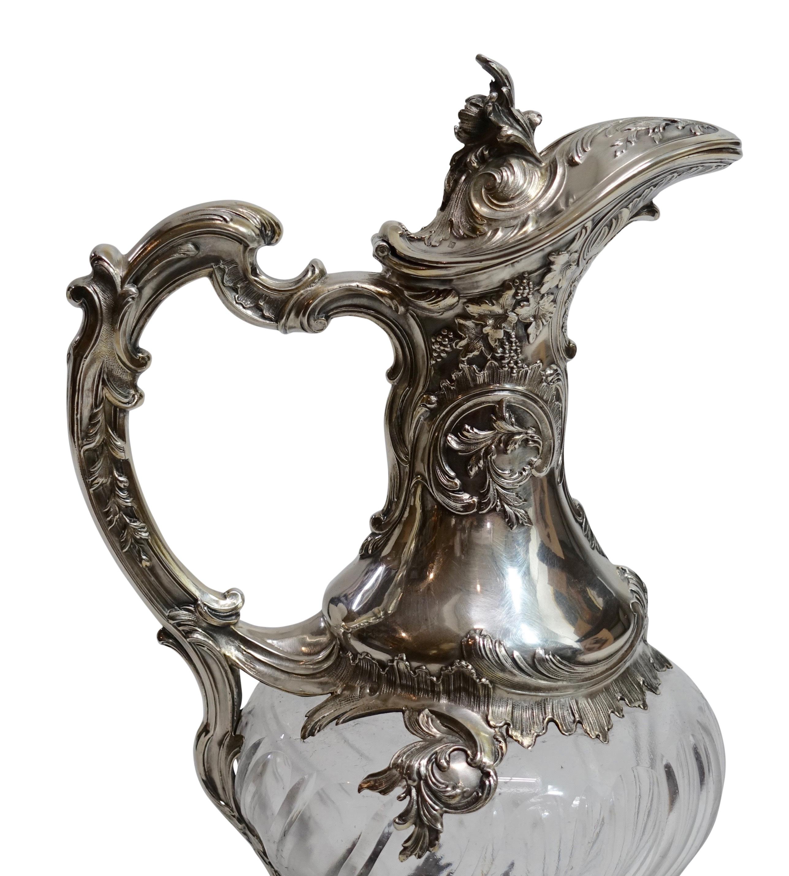 Louis XVI Sterling and Cut Glass Claret Pitcher, French, 19th Century