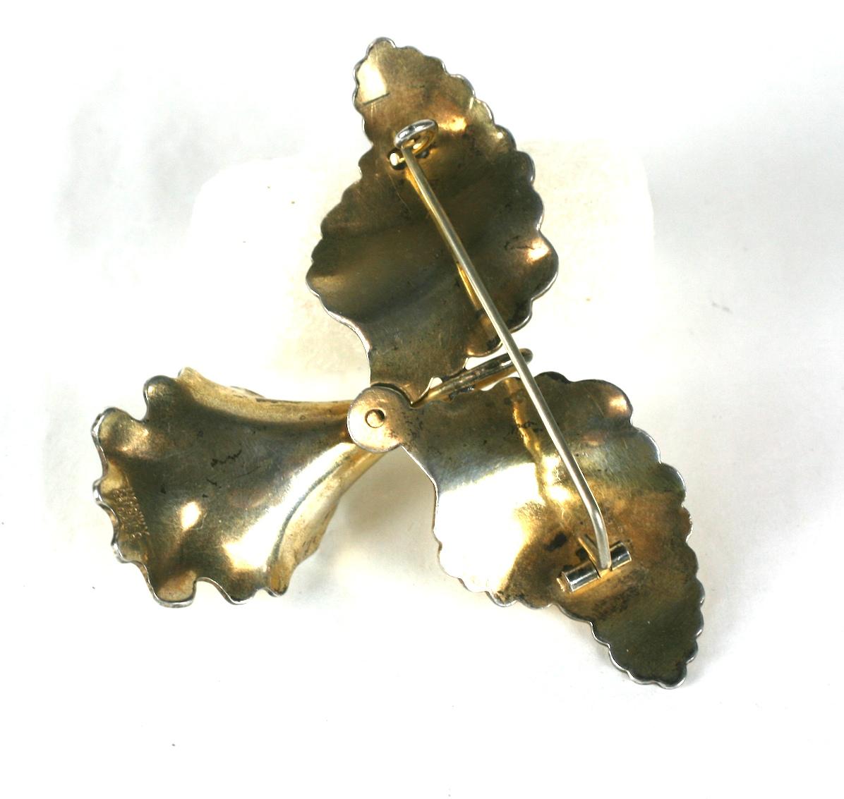 Sterling and Enamel Norwegian Orchid Brooch In Excellent Condition For Sale In New York, NY