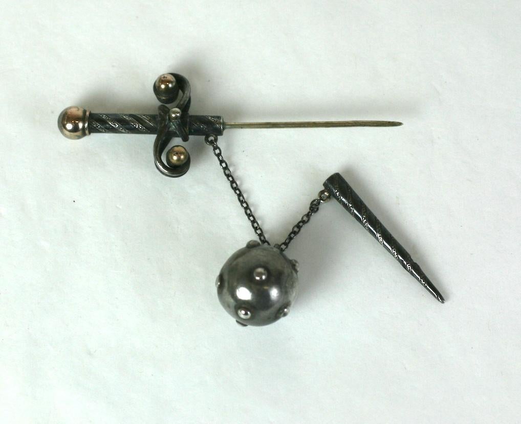 Artisan Sterling and Gold Jabot Assemblage Brooch, Studio VL For Sale