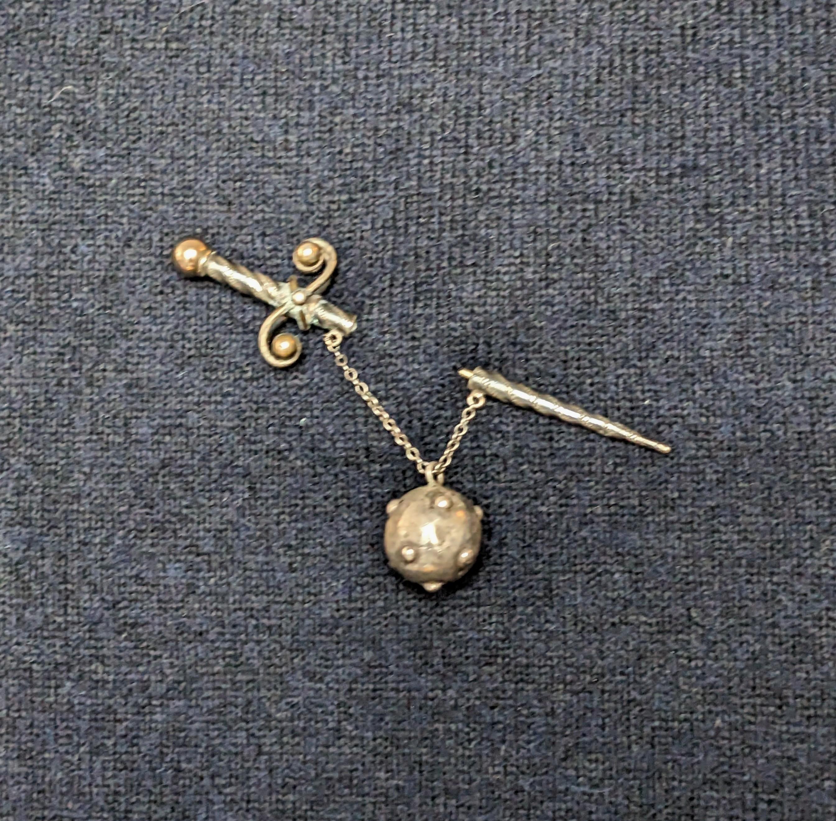 Women's or Men's Sterling and Gold Jabot Assemblage Brooch, Studio VL For Sale