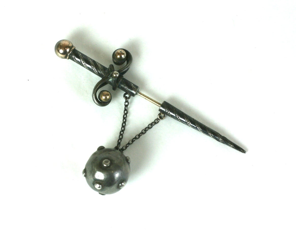 Sterling and Gold Jabot Assemblage Brooch, Studio VL