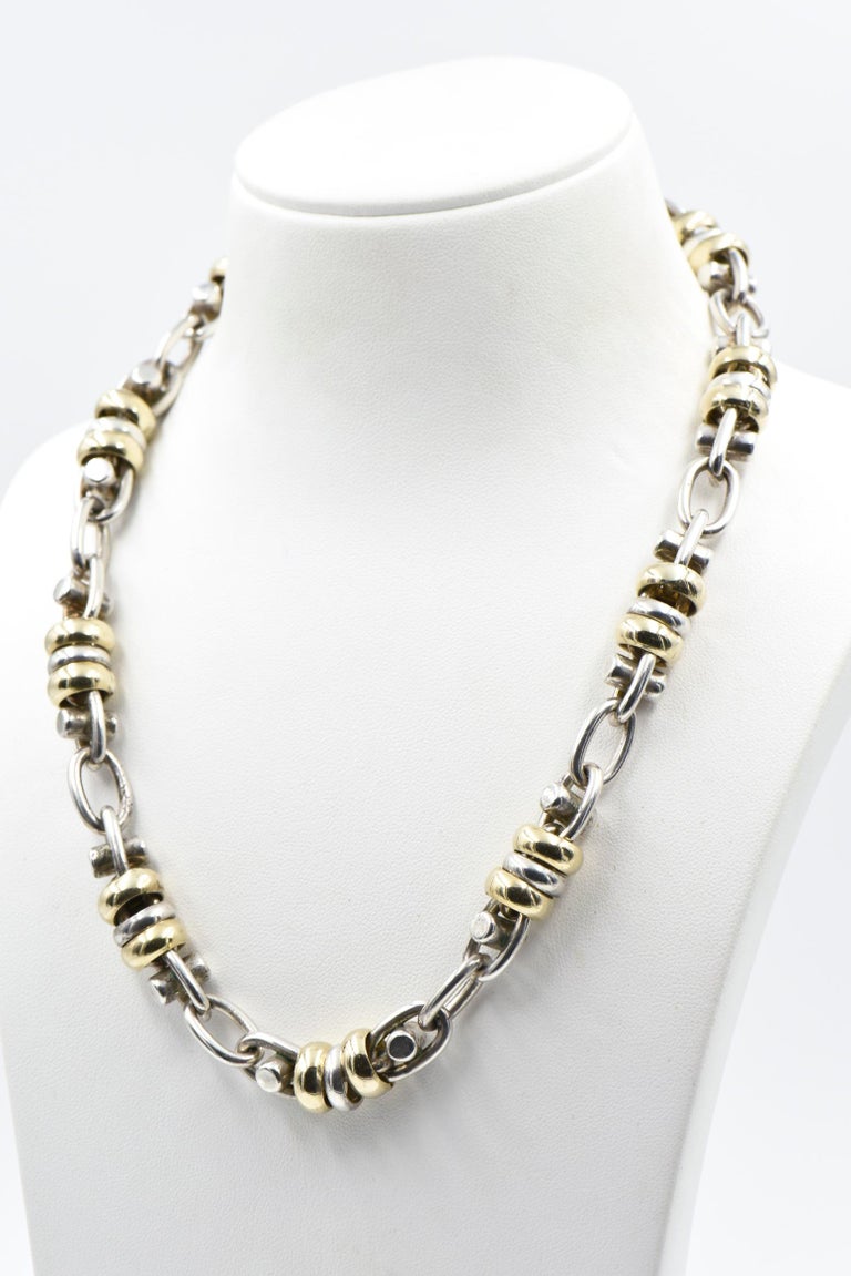 Sterling and Gold-Plated Necklace For Sale at 1stDibs