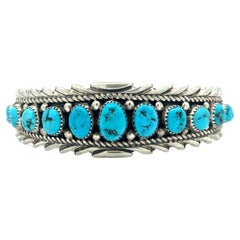 Sterling and Kingman Turquoise Native American Bracelet Cuff by Anthony Brown