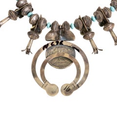 Sterling and Manassa Turquoise Silver Dollar Squash Blossom Necklace