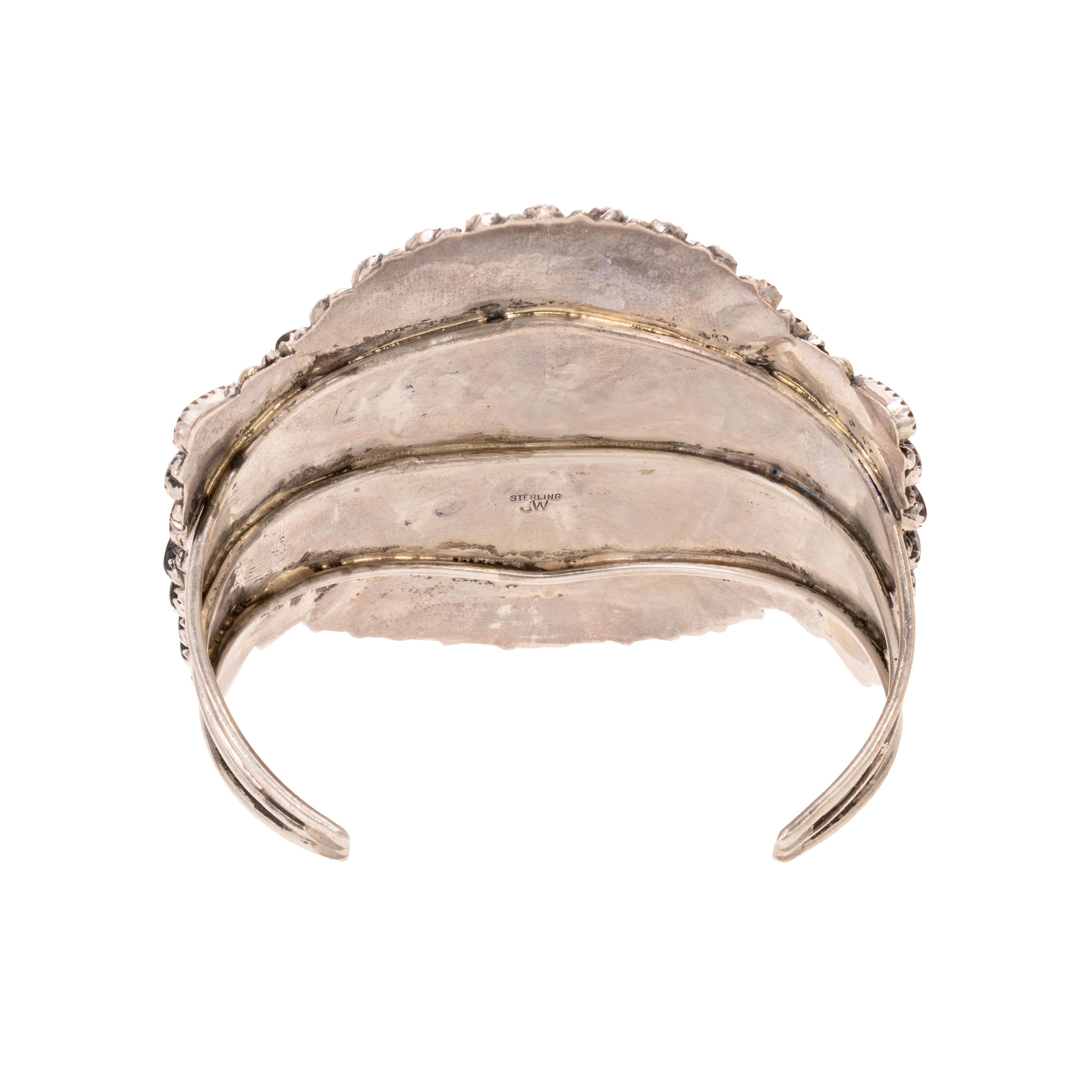 Bracelet manchette en sterling et onyx avec aiguille Bon état - En vente à Coeur d Alene, ID