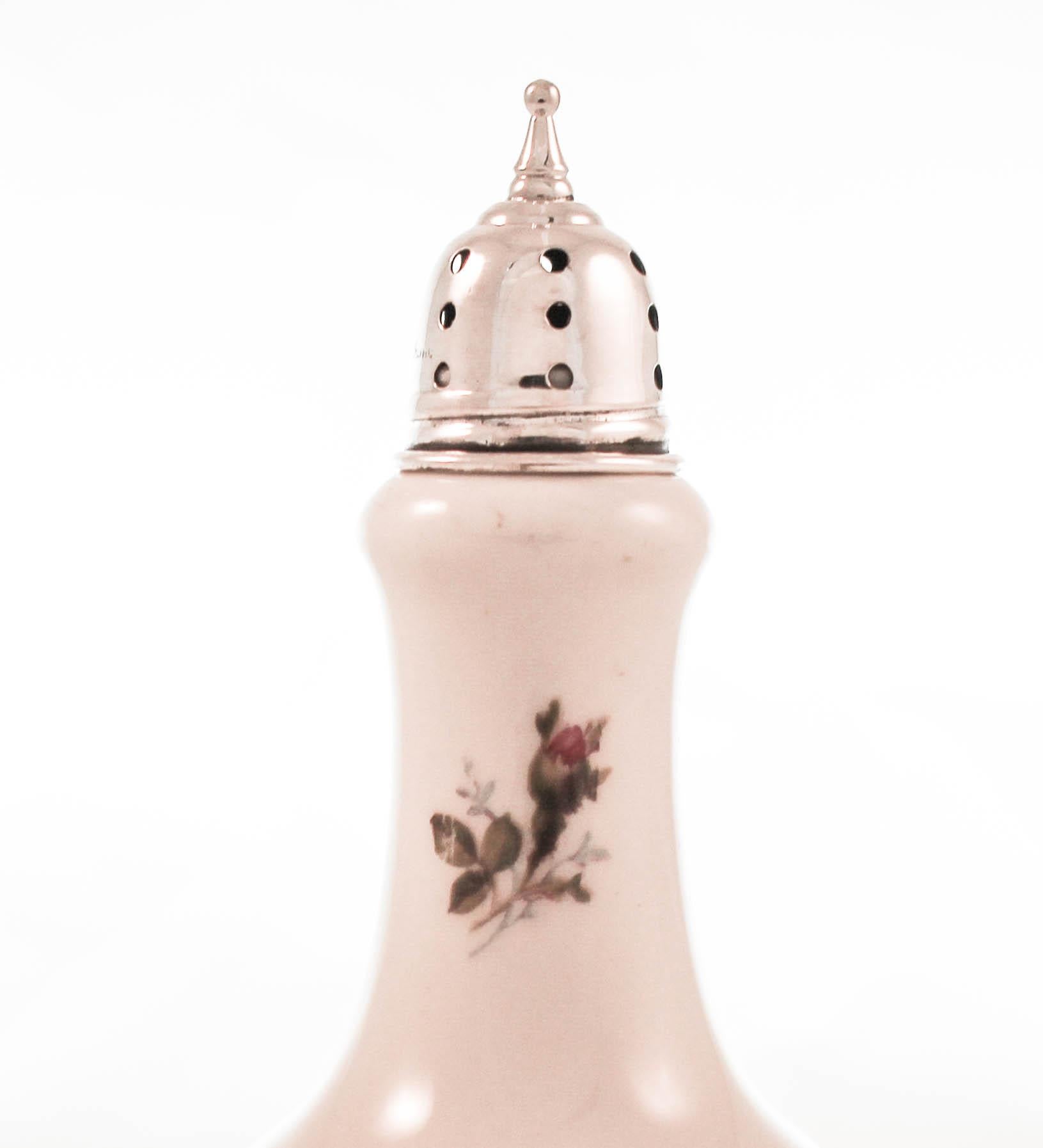 American Sterling and Porcelain Salt Shakers For Sale