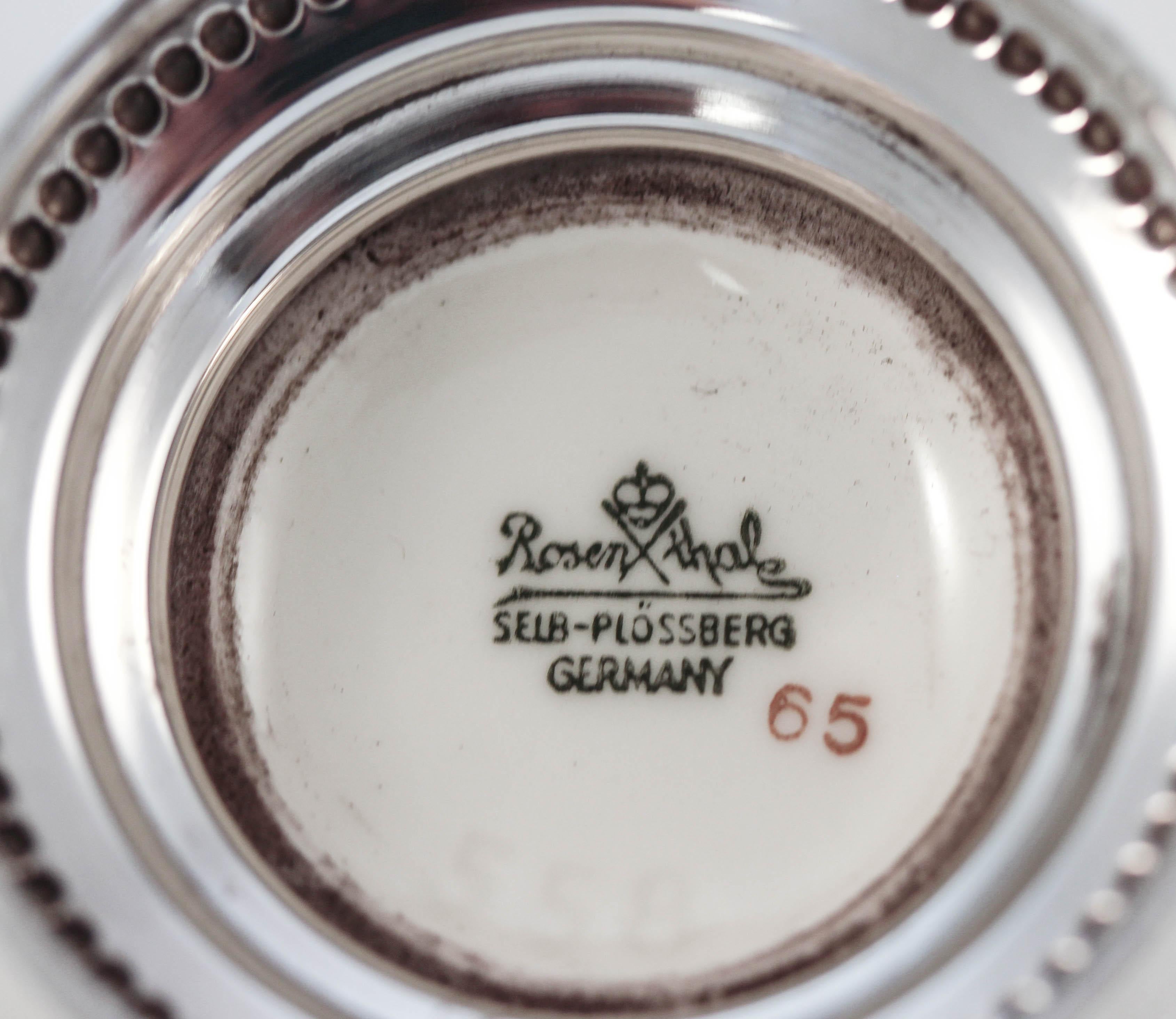 Salero de Esterlina y Porcelana principios del siglo XX en venta