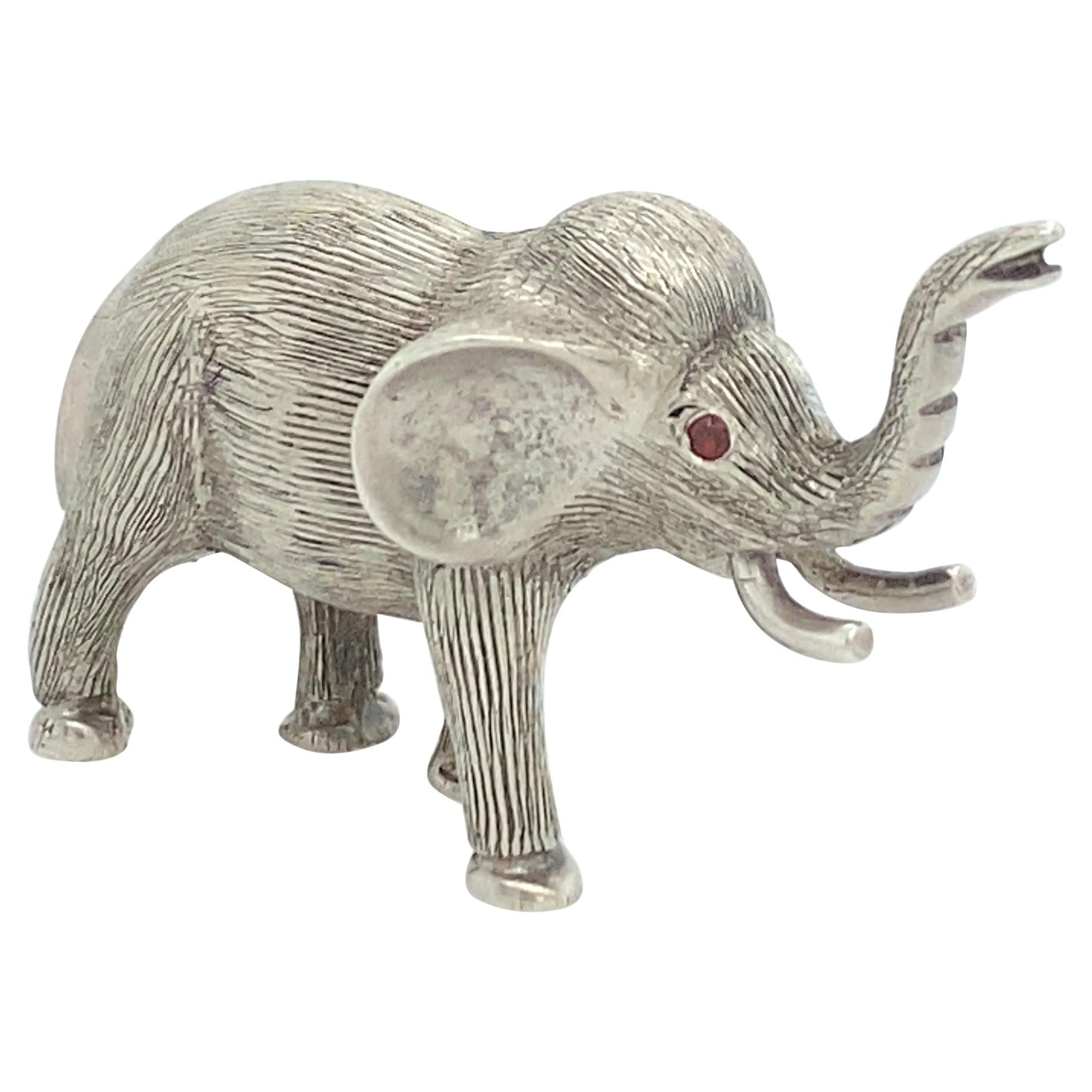 Sterling and Ruby Miniature Elephant