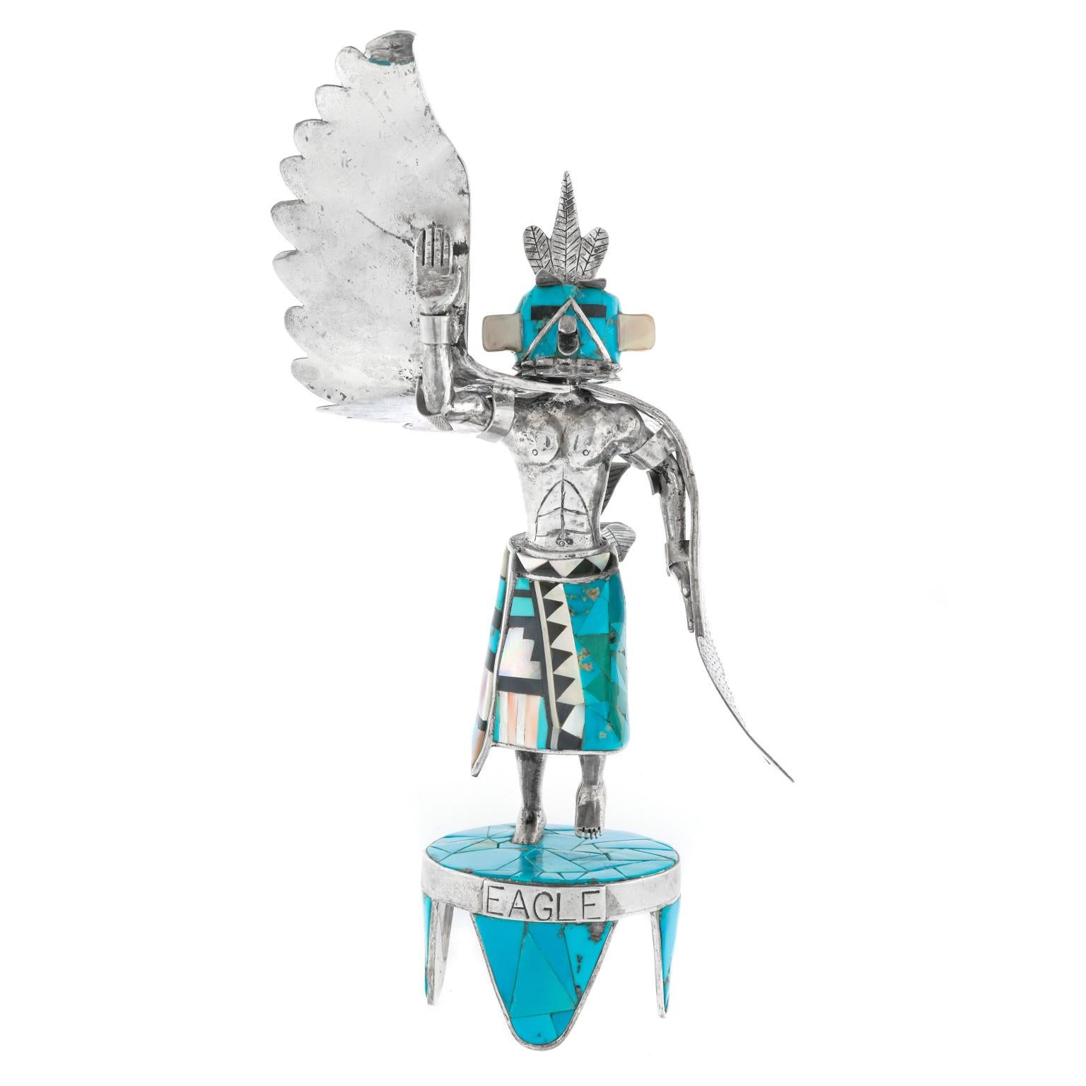 Native American Sterling and Turquoise Eagle Dancer For Sale