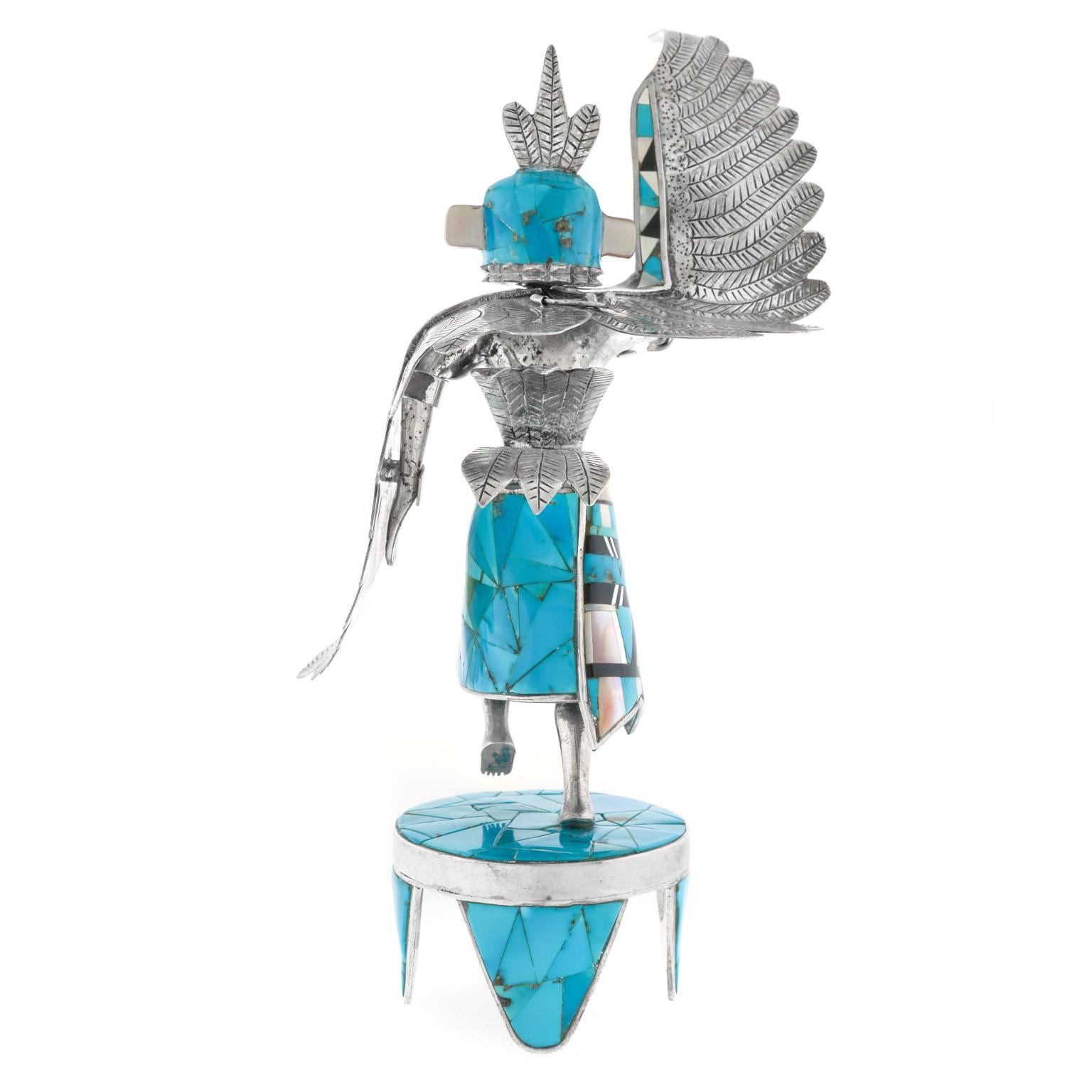 Sterling Silver Sterling and Turquoise Eagle Dancer For Sale