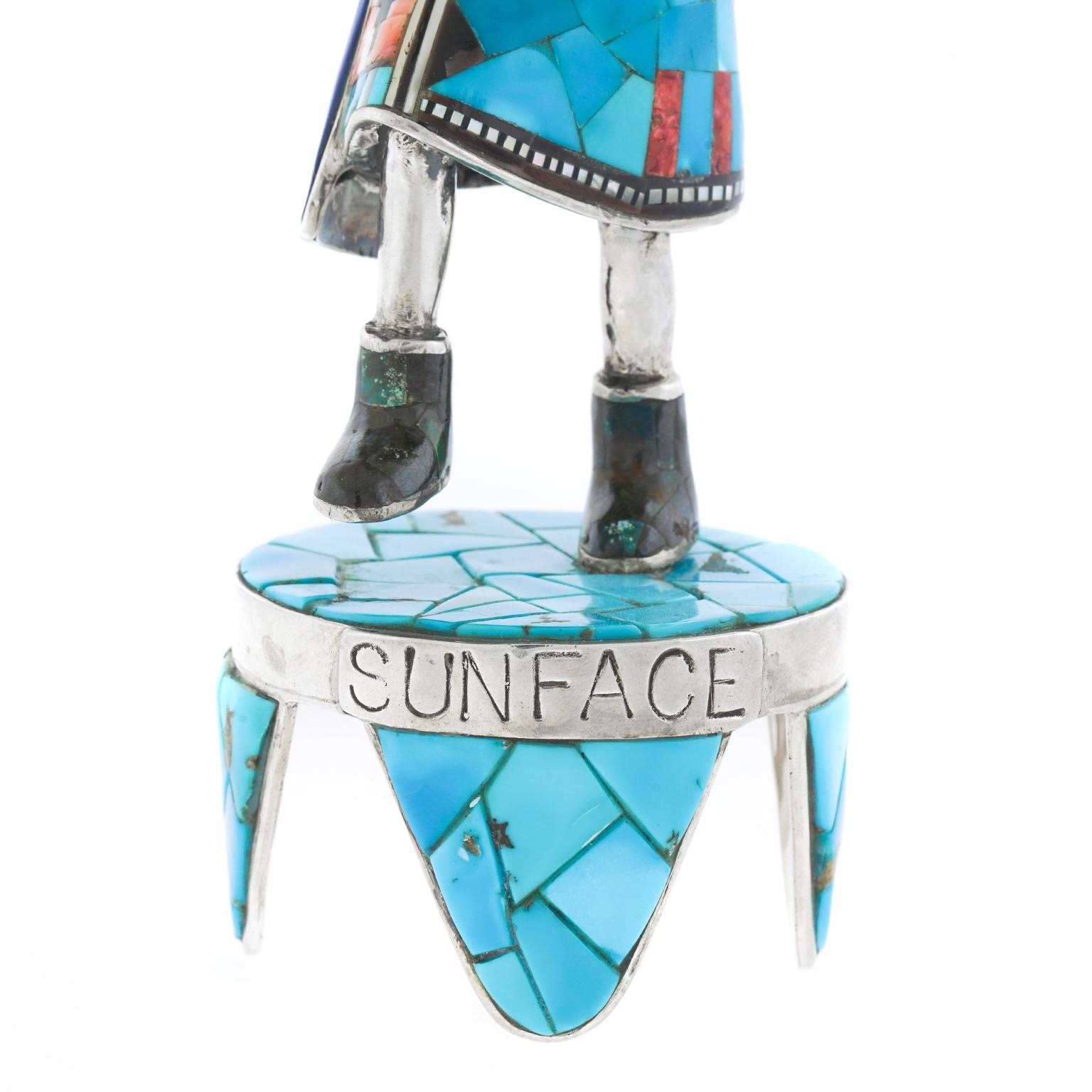 Sterling and Turquoise Navajo Sunface Dancer For Sale 2