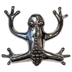 Retro Sterling Artist Signed Large Frog Brooch & Pendant