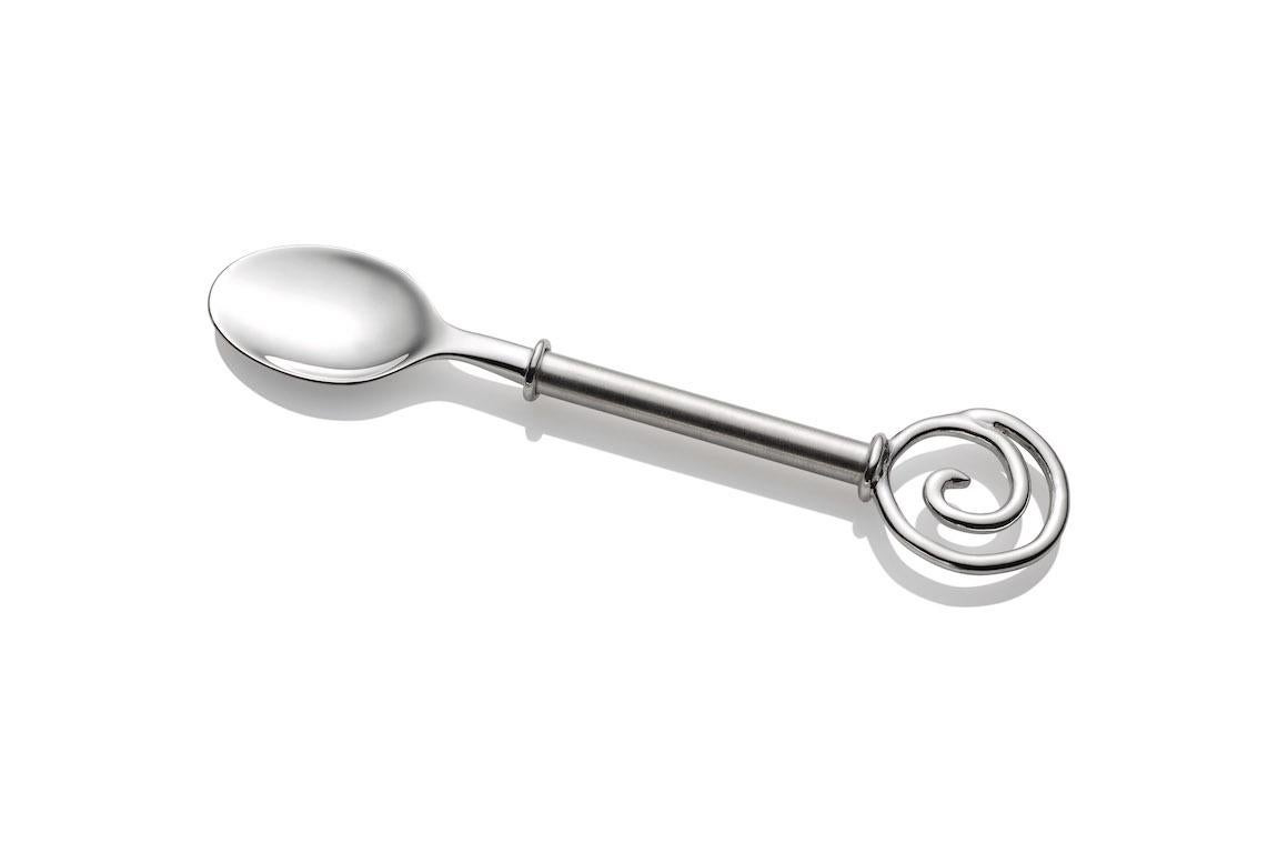 Artisan Sterling Baby Spoon w/ Spiral Teething End  For Sale
