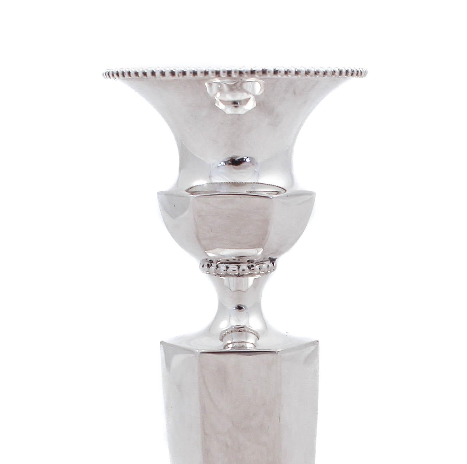 American Sterling Beaded Candlesticks